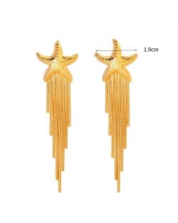 Starfish Long Tassel Design Fashion Jewelry Women Stainless Steel Wholesale Earrings