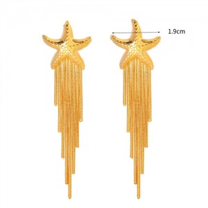 Starfish Long Tassel Design Fashion Jewelry Women Stainless Steel Wholesale Earrings