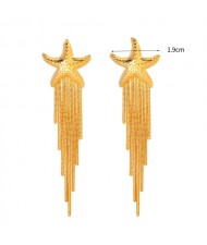 Starfish Long Tassel Design Fashion Jewelry Women Stainless Steel Wholesale Earrings