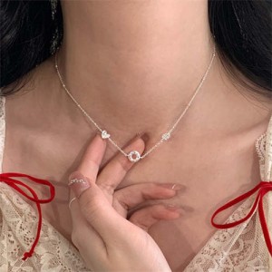 Korean Fashion Doughnut and Heart Pendants Wholesale Collarbone Chain Necklace