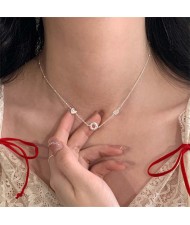 Korean Fashion Doughnut and Heart Pendants Wholesale Collarbone Chain Necklace