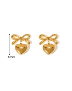 Botknot Peach Heart Design Fashion Jewelry Women Stainless Steel Wholesale Earrings