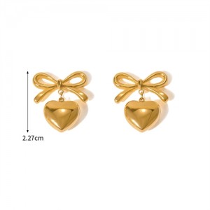 Botknot Peach Heart Design Fashion Jewelry Women Stainless Steel Wholesale Earrings