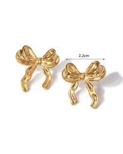 Simple Bowknot Design Fashion Jewelry Wholesale Women Stainless Steel Stud Earrings