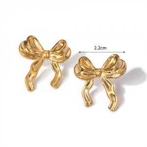 Simple Bowknot Design Fashion Jewelry Wholesale Women Stainless Steel Stud Earrings