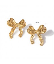 Simple Bowknot Design Fashion Jewelry Wholesale Women Stainless Steel Stud Earrings