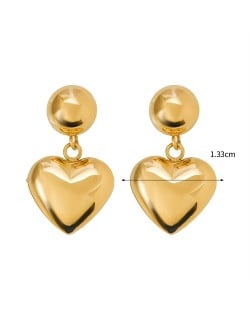 Business Style Peach Heart Dangle Fashion Jewelry Wholesale Women Stainless Steel Earrings