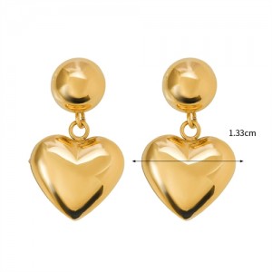 Business Style Peach Heart Dangle Fashion Jewelry Wholesale Women Stainless Steel Earrings