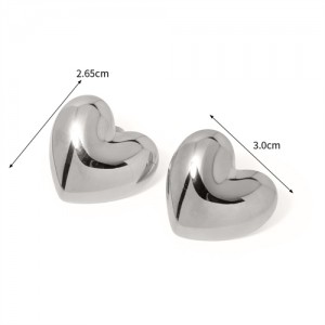 Simple Heart Design Fashion Jewelry Wholesale Women Stainless Steel Stud Earrings - Silver