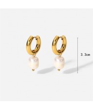 Stainless Steel Elegant Pearl Dangle Fashion Jewelry Wholesale Women Earrings