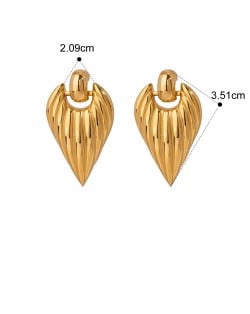 Leaf Design 18K Gold Plated Fashion Jewelry Women Stainless Steel Wholesale Earrings