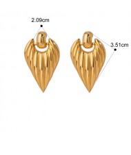 Leaf Design 18K Gold Plated Fashion Jewelry Women Stainless Steel Wholesale Earrings