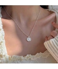 Korean Minimalist Fashion Flower Plate Pendant Wholesale Collarbone Chain Necklace