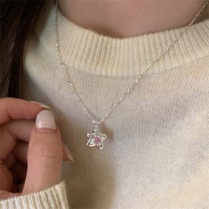Korean Minimalist Fashion Rhinestone Star Pendant Wholesale Collarbone Chain Necklace