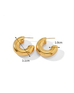 Simple C Shape Design 18K Gold Plated Fashion Jewelry Women Stainless Steel Wholesale Earrings