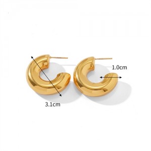 Simple C Shape Design 18K Gold Plated Fashion Jewelry Women Stainless Steel Wholesale Earrings