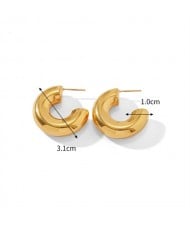 Simple C Shape Design 18K Gold Plated Fashion Jewelry Women Stainless Steel Wholesale Earrings