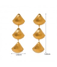 Sea Shell Dangle Design Fashion Jewelry Women Stainless Steel Wholesale Earrings
