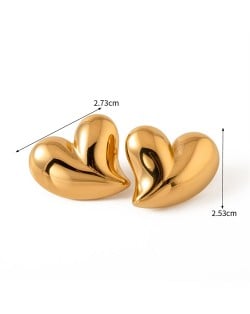 18K Gold Plated Peach Heart Design Fashion Jewelry Women Stainless Steel Wholesale Stud Earrings