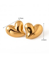 18K Gold Plated Peach Heart Design Fashion Jewelry Women Stainless Steel Wholesale Stud Earrings