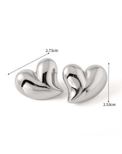 Simple Polish Peach Heart Design Fashion Jewelry Women Stainless Steel Wholesale Stud Earrings