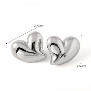 Simple Polish Peach Heart Design Fashion Jewelry Women Stainless Steel Wholesale Stud Earrings