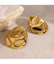 Oval Fold Design 18K Gold Plated Fashion Jewelry Women Stainless Steel Wholesale Earrings
