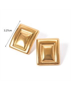 Minimalism Rectangle 18K Gold Plated Fashion Jewelry Women Stainless Steel Wholesale Earrings