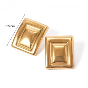 Minimalism Rectangle 18K Gold Plated Fashion Jewelry Women Stainless Steel Wholesale Earrings
