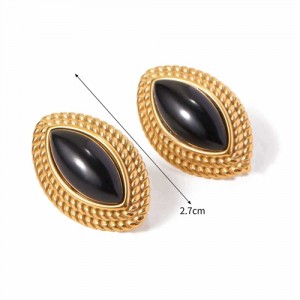 Black Olive Shape Design Fashion Jewelry Women Stainless Steel Wholesale Earrings