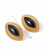Black Olive Shape Design Fashion Jewelry Women Stainless Steel Wholesale Earrings