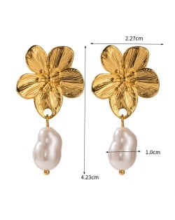 Irregular Pearl Pendant Elegant Fashion Jewelry Women Stainless Steel Wholesale Earrings