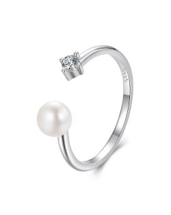 0.1CT Moissanite Natural Freshwater Pearl Fine Jewelry Wholesale Women 925 Sterling Silver Ring
