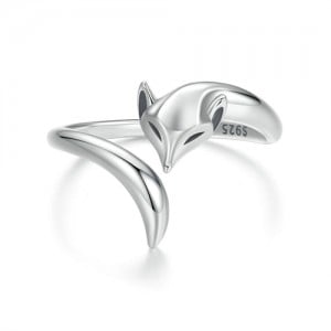 Fine Jewelry Animal Theme Fox Open-end Design Wholesale Women 925 Sterling Silver Ring - Silver