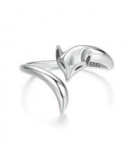 Fine Jewelry Animal Theme Fox Open-end Design Wholesale Women 925 Sterling Silver Ring - Silver