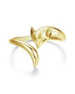 Fine Jewelry Animal Theme Fox Open-end Design Wholesale Women 925 Sterling Silver Ring - Golden