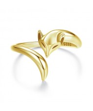 Fine Jewelry Animal Theme Fox Open-end Design Wholesale Women 925 Sterling Silver Ring - Golden