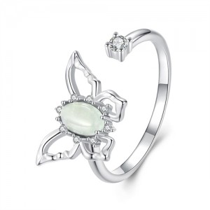 Fine Jewelry Insect Series Butterfly Open-end Design Wholesale Women 925 Sterling Silver Ring