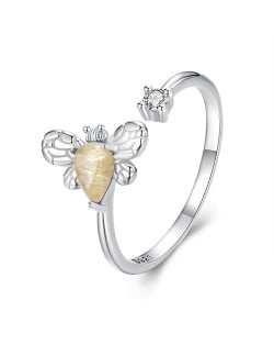 Fine Jewelry Insect Series Cute Bee Open-end Design Wholesale Women 925 Sterling Silver Ring