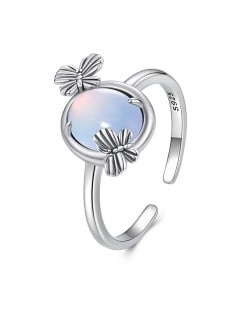 Fine Jewelry Blue Crystal Butterfly Open-end Design Wholesale Women 925 Sterling Silver Ring