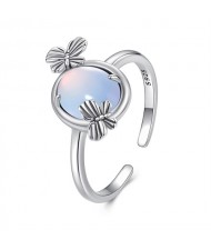 Fine Jewelry Blue Crystal Butterfly Open-end Design Wholesale Women 925 Sterling Silver Ring