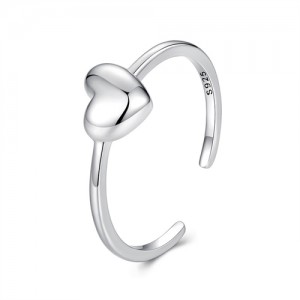 Fine Jewelry Simple Peach Heart Open-end Design Wholesale Women 925 Sterling Silver Ring