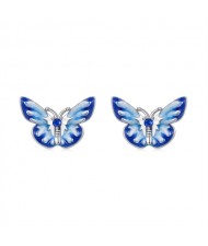 Silver Jewelry Mini Blue Butterfly Deisgn Wholesale Women 925 Sterling Silver Earrings