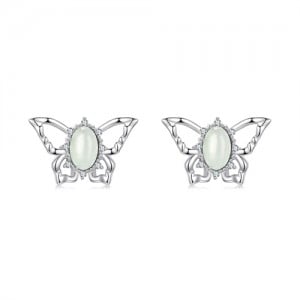 Silver Jewelry Natural Stone Butterfly Deisgn Wholesale Women 925 Sterling Silver Earrings