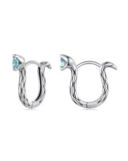 Silver Jewelry Green Eye Snake Deisgn Wholesale Women 925 Sterling Silver Earrings