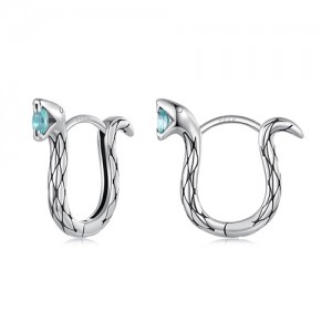 Silver Jewelry Green Eye Snake Deisgn Wholesale Women 925 Sterling Silver Earrings