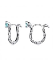 Silver Jewelry Green Eye Snake Deisgn Wholesale Women 925 Sterling Silver Earrings