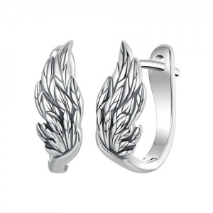 Silver Jewelry Mini Feather Wing Deisgn Wholesale Women 925 Sterling Silver Earrings