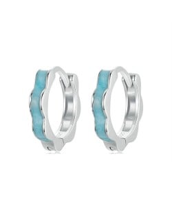 Silver Jewelry Blue Lace Deisgn Wholesale Women 925 Sterling Silver Earrings