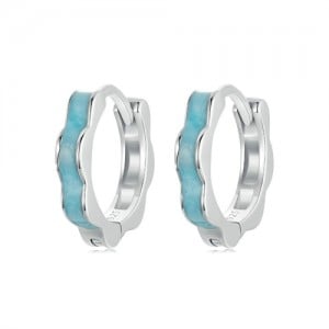 Silver Jewelry Blue Lace Deisgn Wholesale Women 925 Sterling Silver Earrings